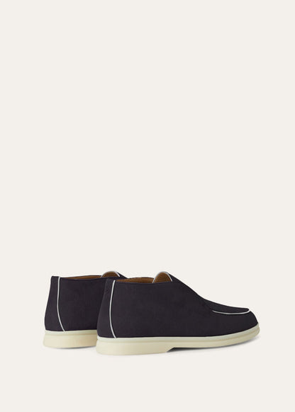 Open Walk Boots in Navy Blue Suede