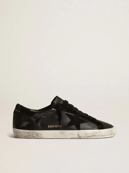 Super-Star in black nappa leather with a suede black star and heel tab 46