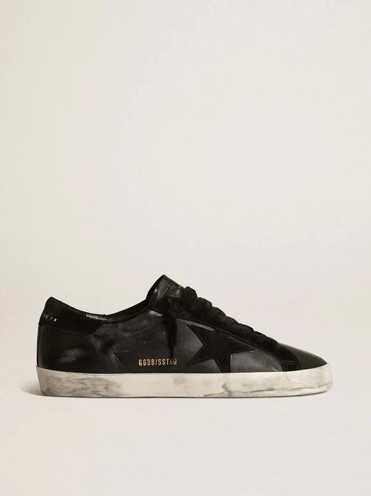 Super-Star in black nappa leather with a suede black star and heel tab 46