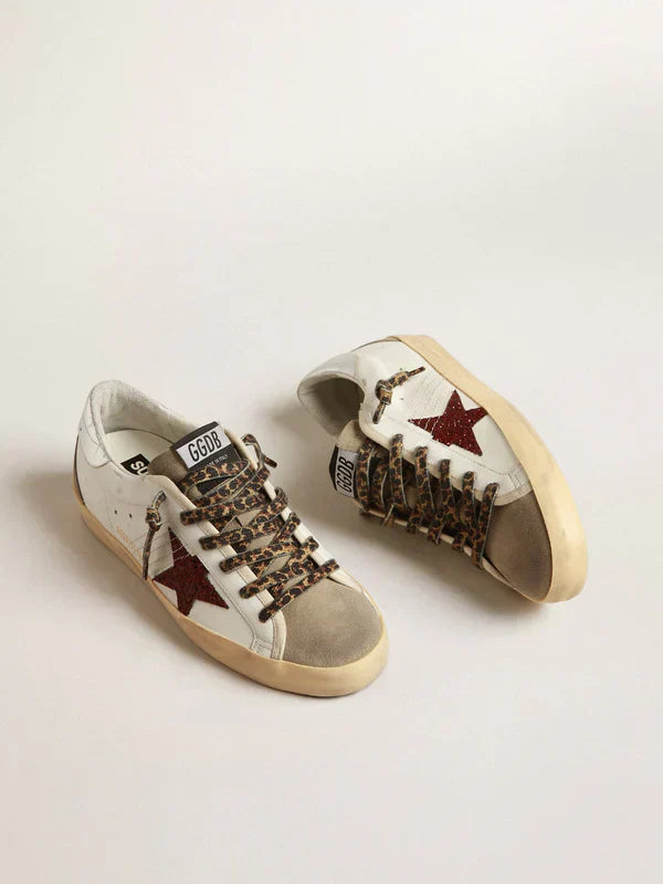 Super-Star with burgundy glitter star and silver heel tab 38