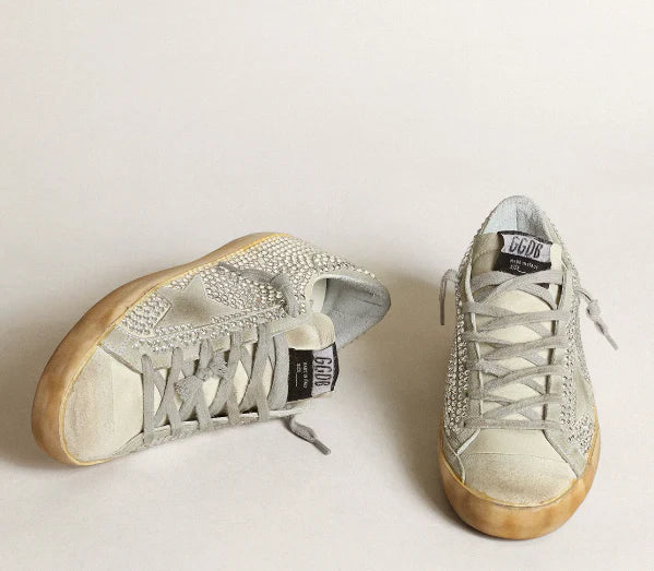 Super-Star Women in lived-in white nubuck and Swarovski crystals