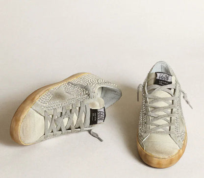 Super-Star Women in lived-in white nubuck and Swarovski crystals
