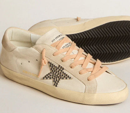 Super-Star LTD in leather with a beige suede star and Swarovski studs 37