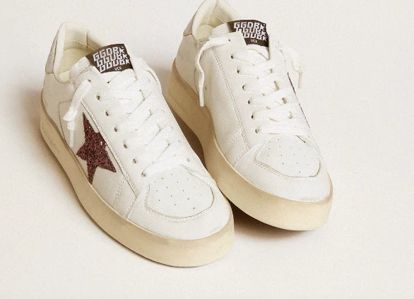 Stardan in nappa leather with a glitter star and laminated leather heel tab
