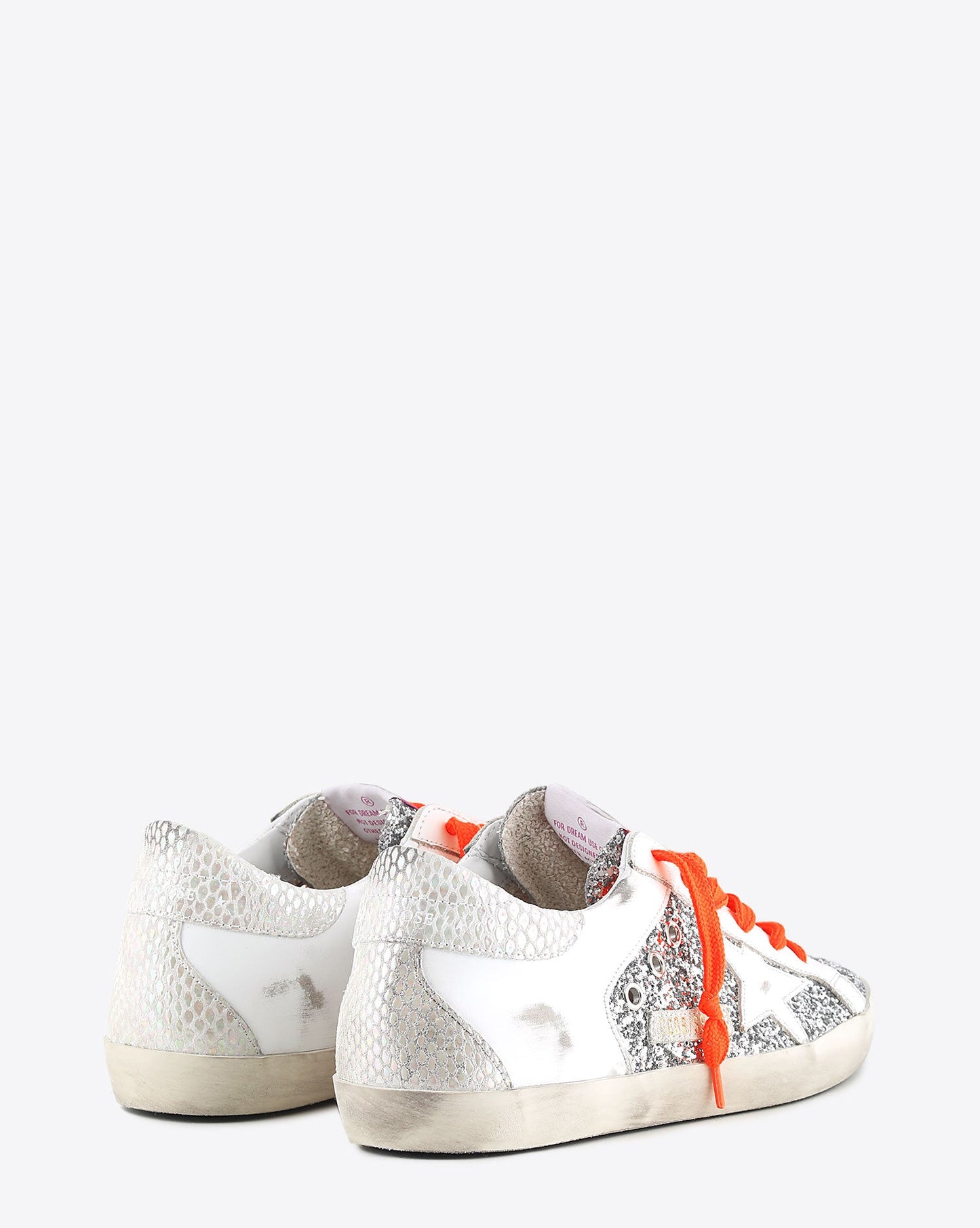 Super-Star Women in silver glitter with orange laces
