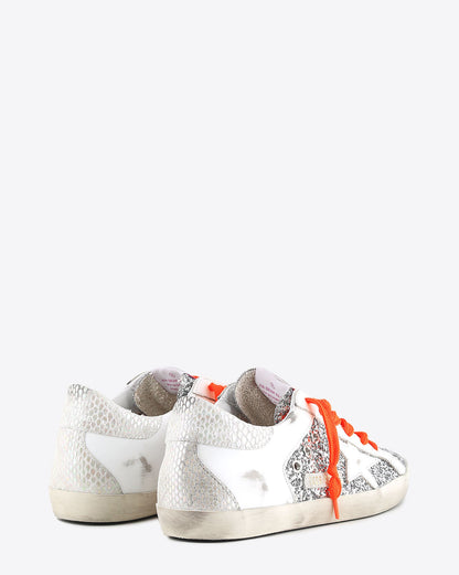 Super-Star Women in silver glitter with orange laces