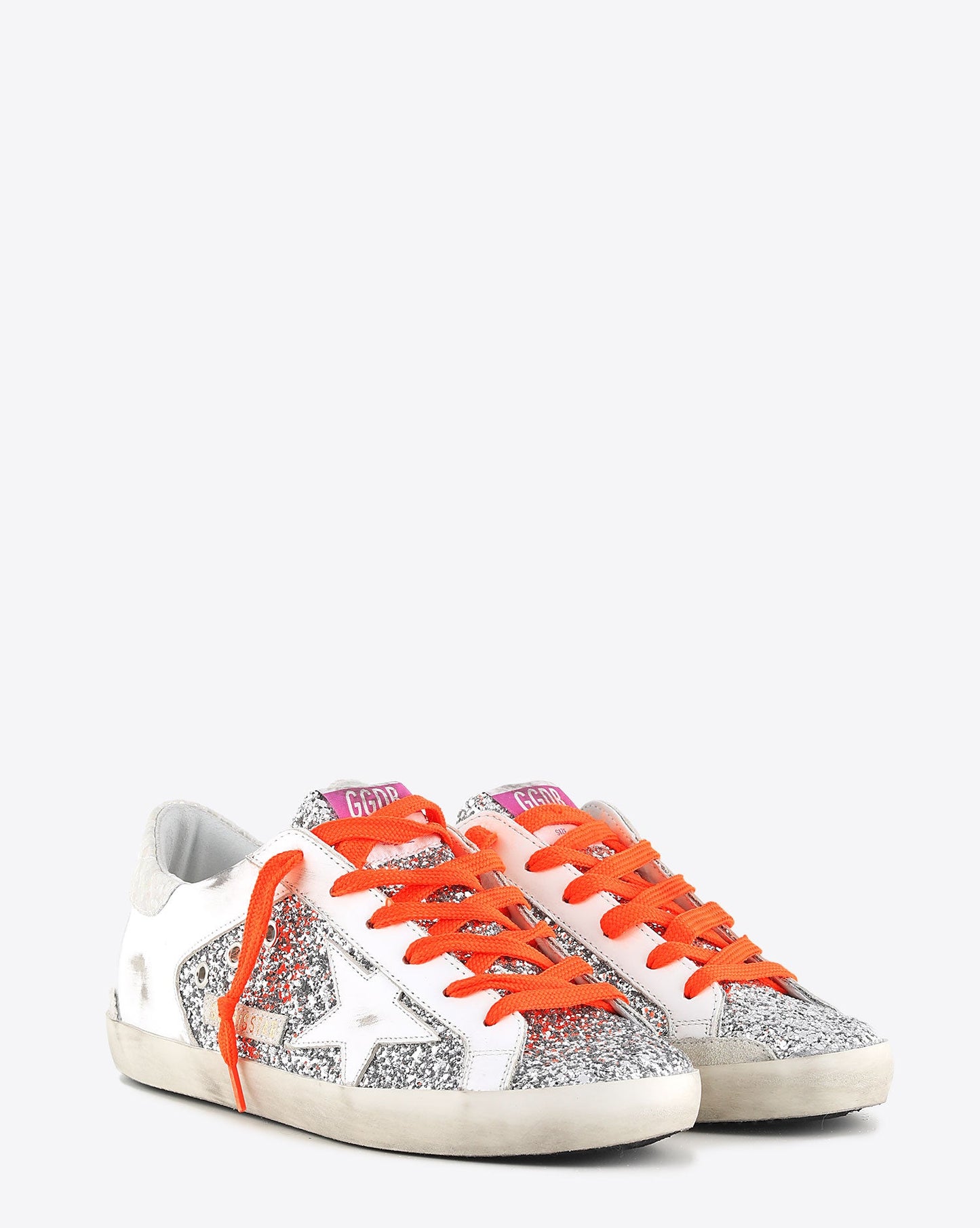 Super-Star Women in silver glitter with orange laces