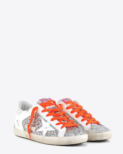 Super-Star Women in silver glitter with orange laces