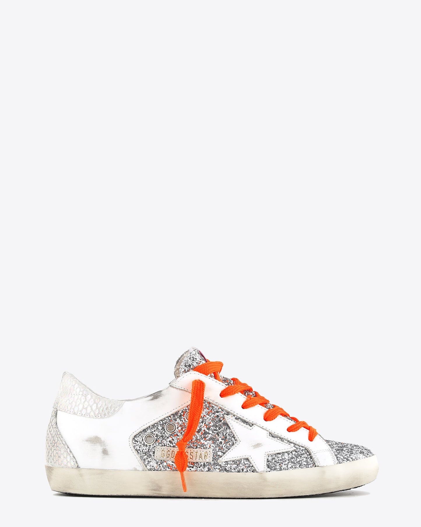 Super-Star Women in silver glitter with orange laces