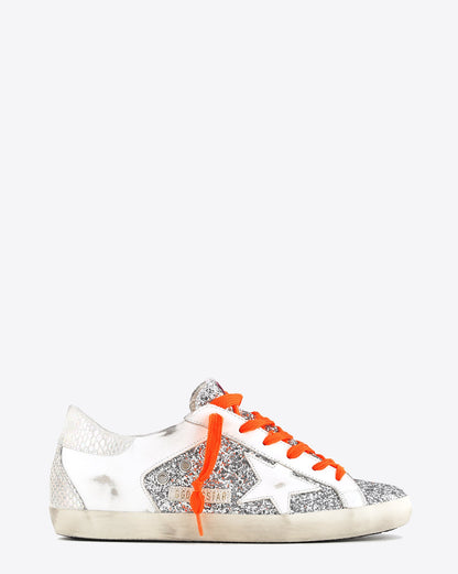 Super-Star Women in silver glitter with orange laces